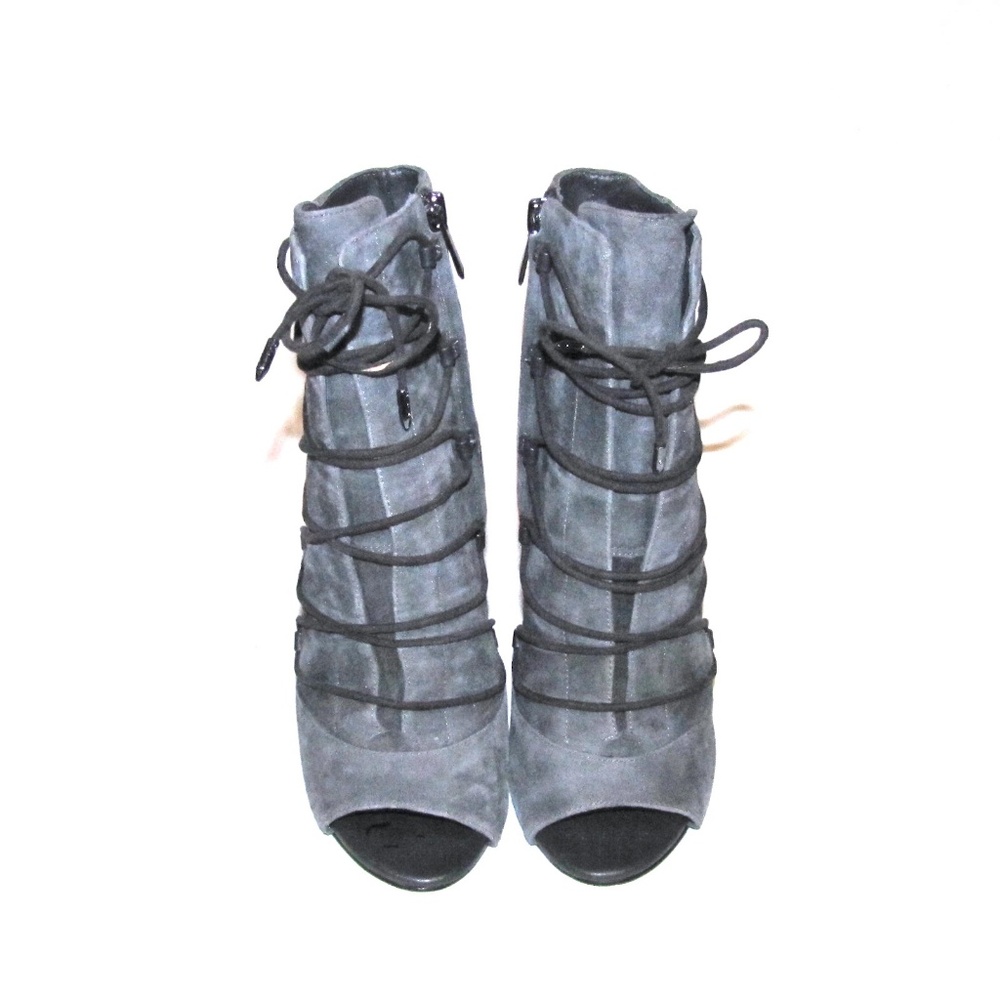 NIB Sam Edelman Asher 5 Gray Suede Lace Up Bootie - Picture 3 of 7